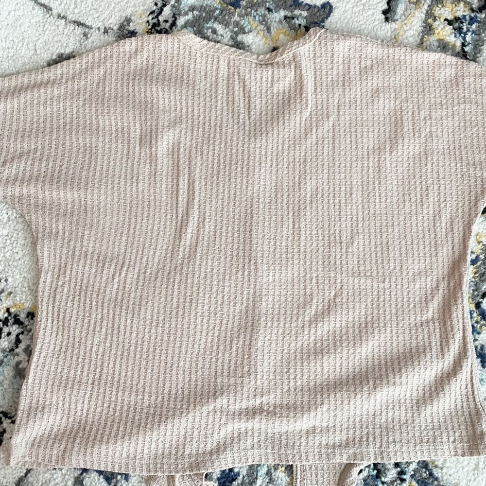 Extra Small Pink Long Sleeve Tie Top - Picture 2 of 2